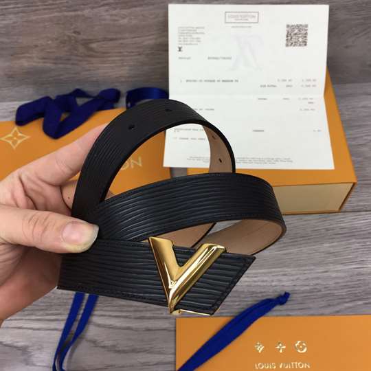 l0*is V*t0n black epi leather essential v belt - b125