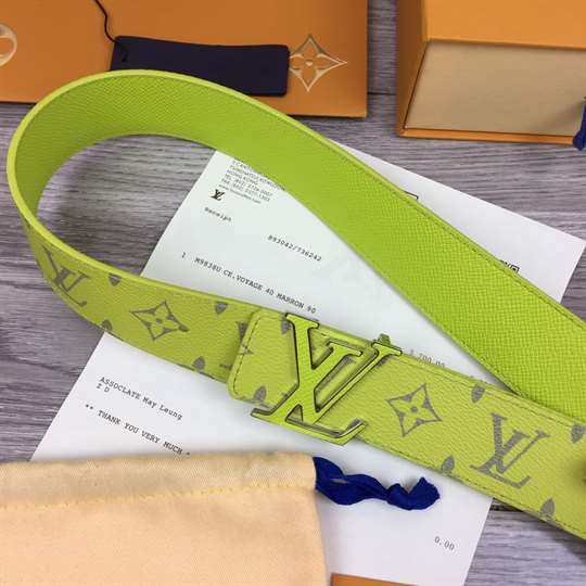 l0*is V*t0n men's initiales 40mm reversible belt yellow - b128