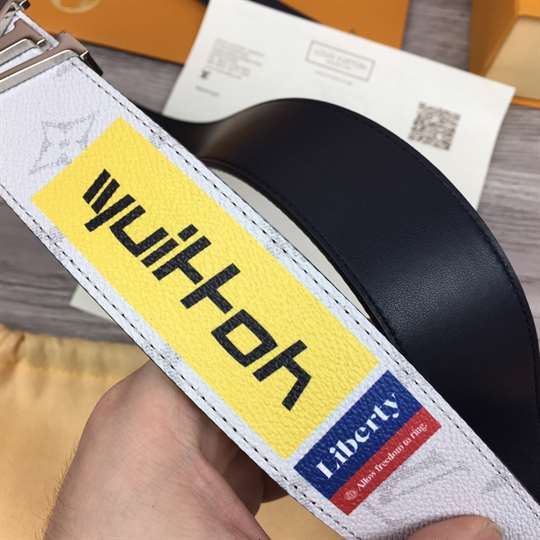 l0*is V*t0n belt initiales reversible monogram logo story white - b130