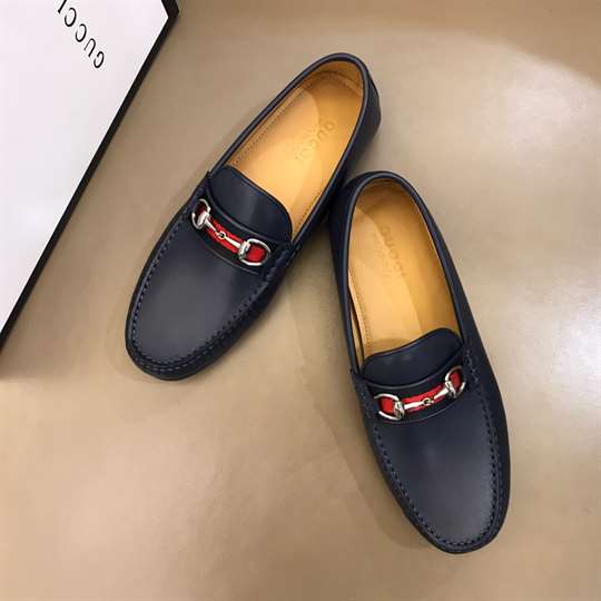 G*u*i leather driver with web navy - ldg006