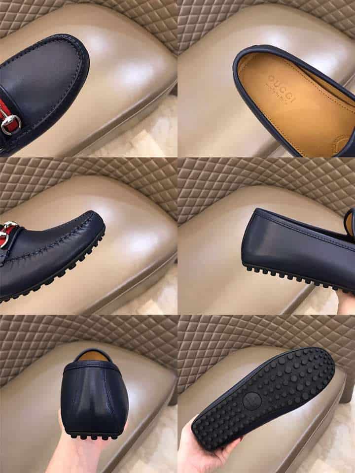 G*u*i leather driver with web navy - ldg006