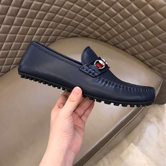 G*u*i leather driver with web navy - ldg006