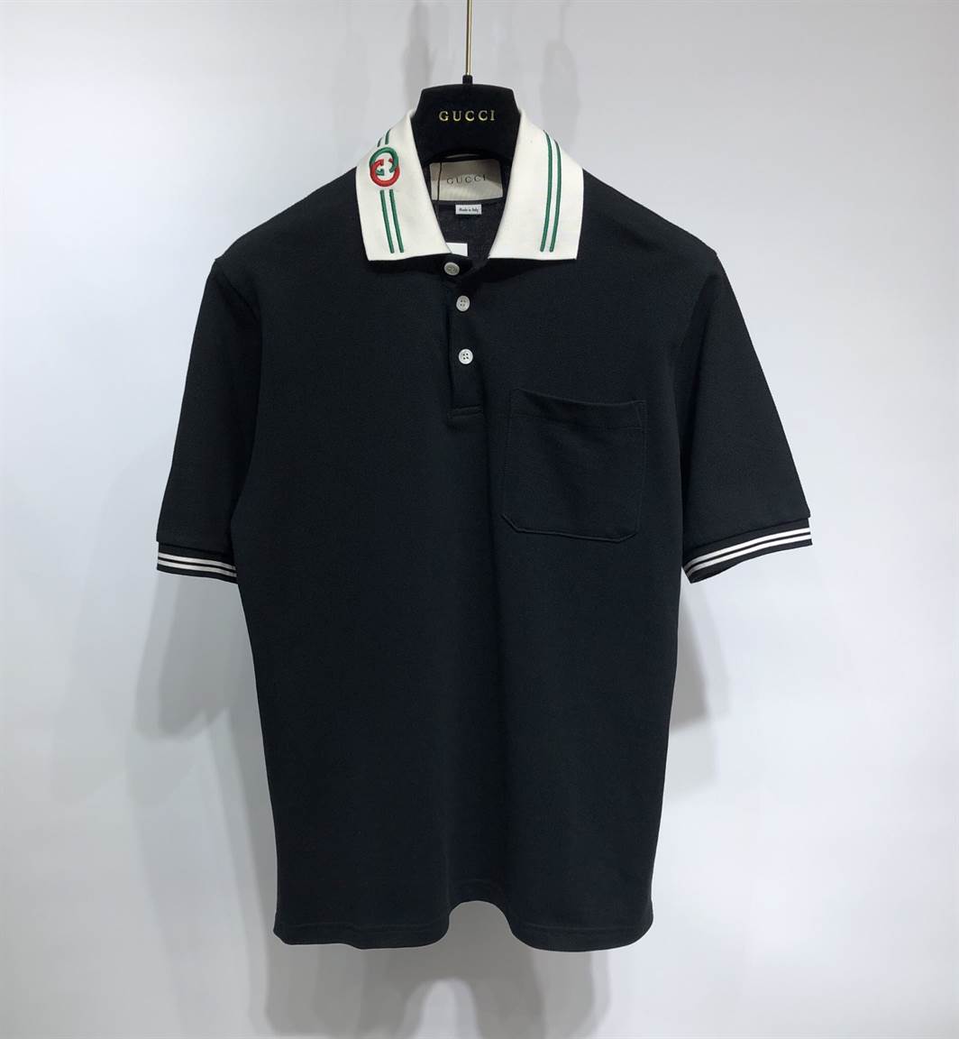 Cotton piquet polo with Interlocking G - GC40