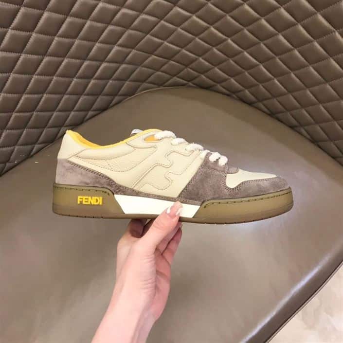 F**di match beige suede low-top sneakers - fd32