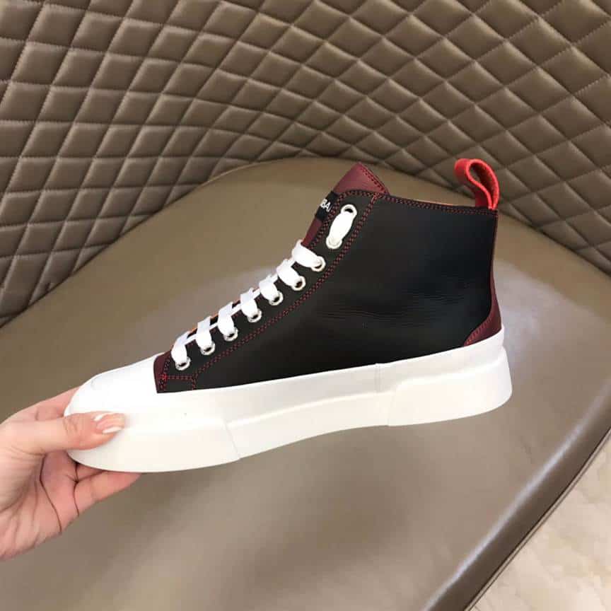 DOLCE AND GABBANA QUILTED TWO-TONE NYLON PORTOFINO LIGHT MID-TOP SNEAKERS - DG106