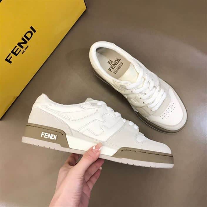 F**di match low-top sneakers in white suede - fd31