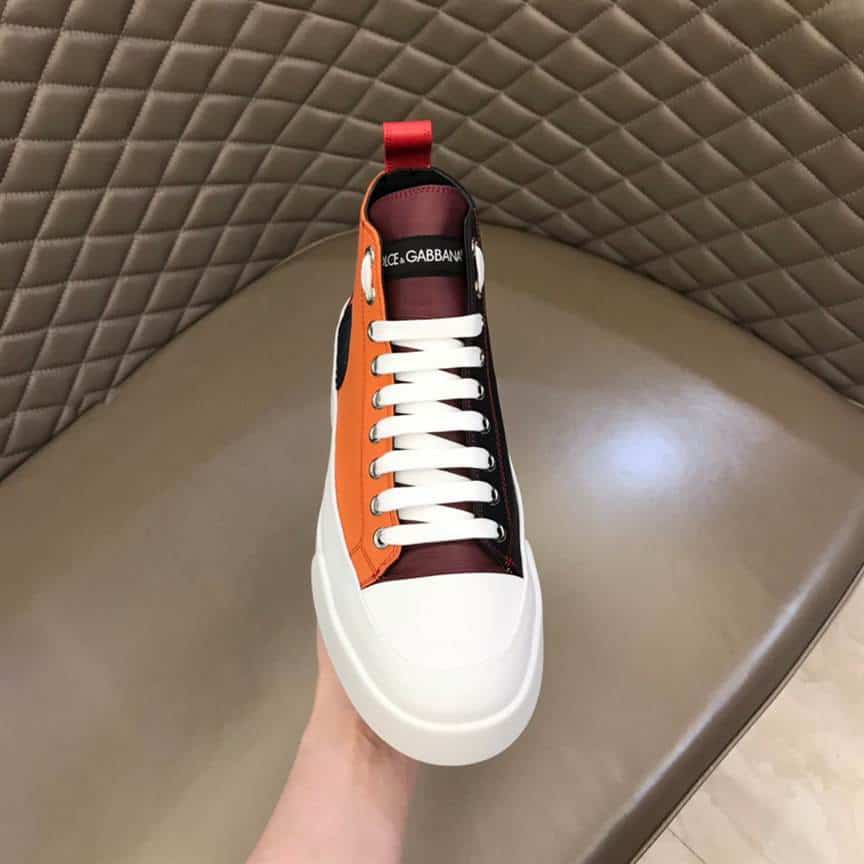 DOLCE AND GABBANA QUILTED TWO-TONE NYLON PORTOFINO LIGHT MID-TOP SNEAKERS - DG106