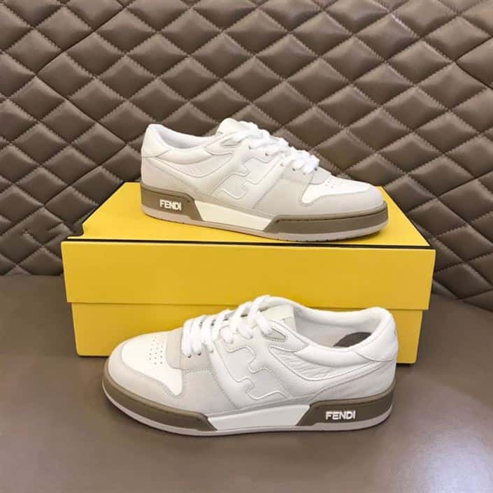 F**di match low-top sneakers in white suede - fd31