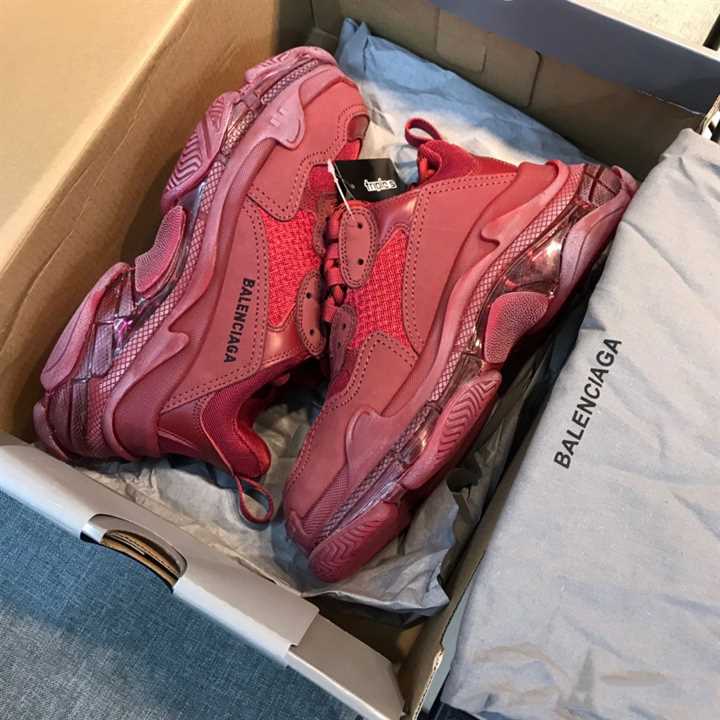 Ba*len*cia*ga triple s clear sole sneaker in red - bb171