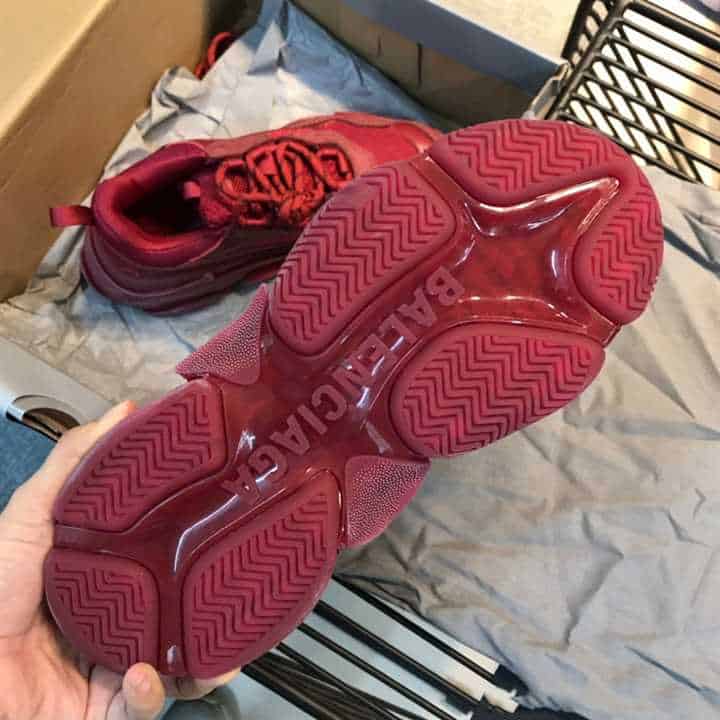 Ba*len*cia*ga triple s clear sole sneaker in red - bb171