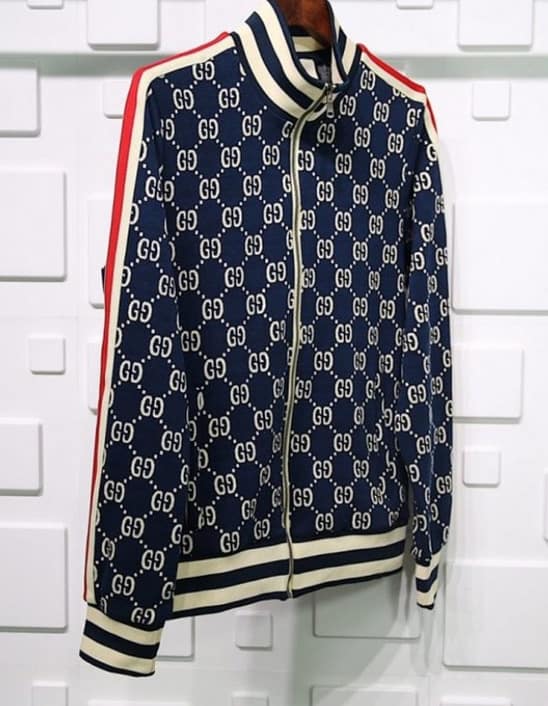 G*u*i navy cotton jacquard gg jacket - gj001