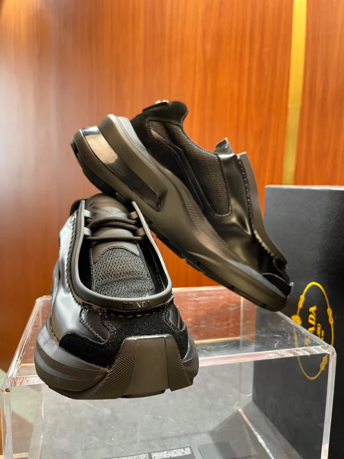 Pra*a brushed leather sneakers bike fabric suede - prd013