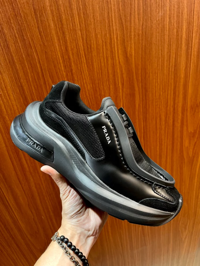 Pra*a brushed leather sneakers bike fabric suede - prd013