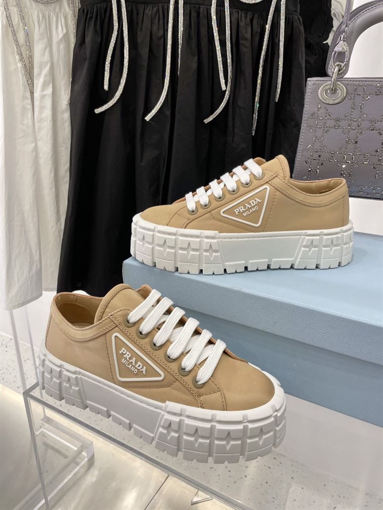 Pra*a double wheel re-nylon gabardine sneakers beige - prd087