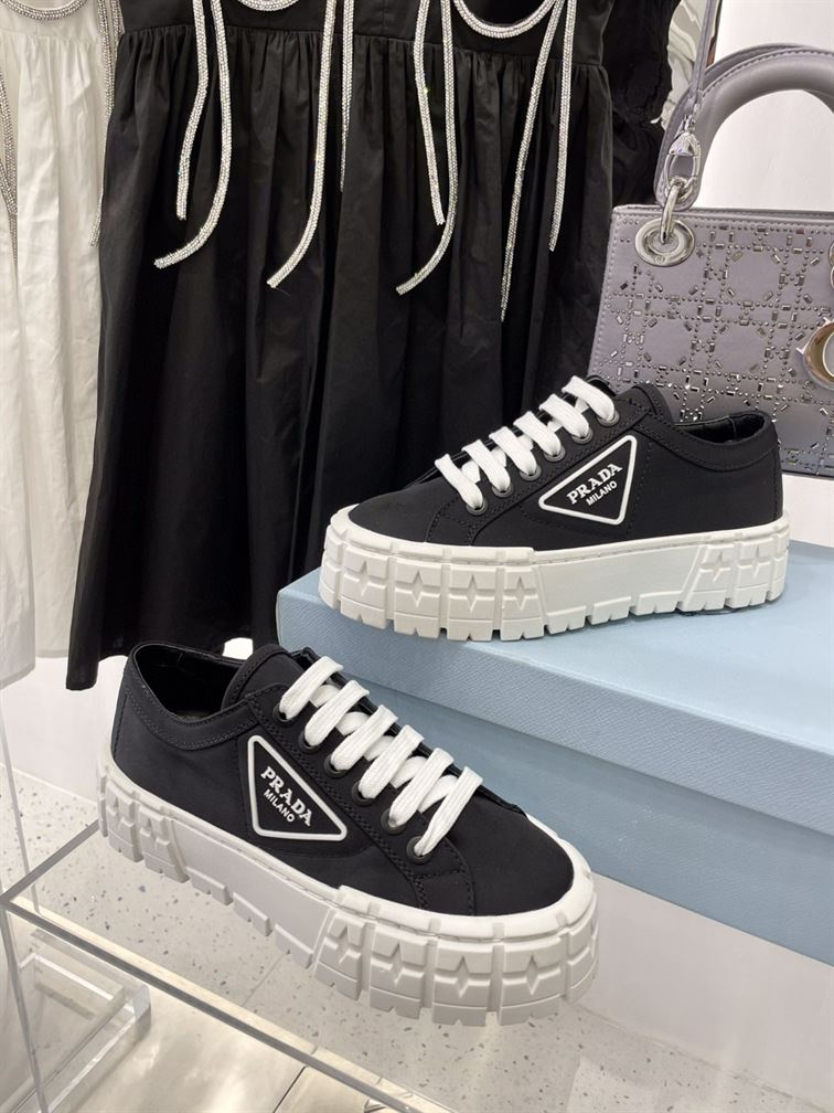 Pra*a double wheel re-nylon gabardine sneakers black - prd086