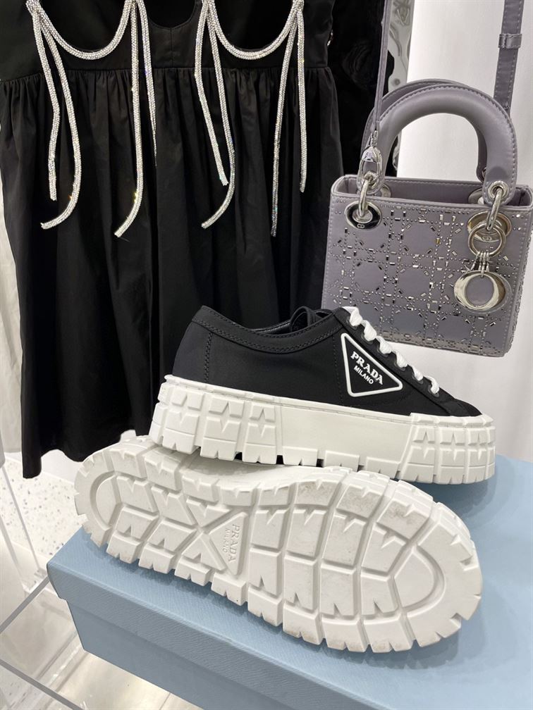 Pra*a double wheel re-nylon gabardine sneakers black - prd086