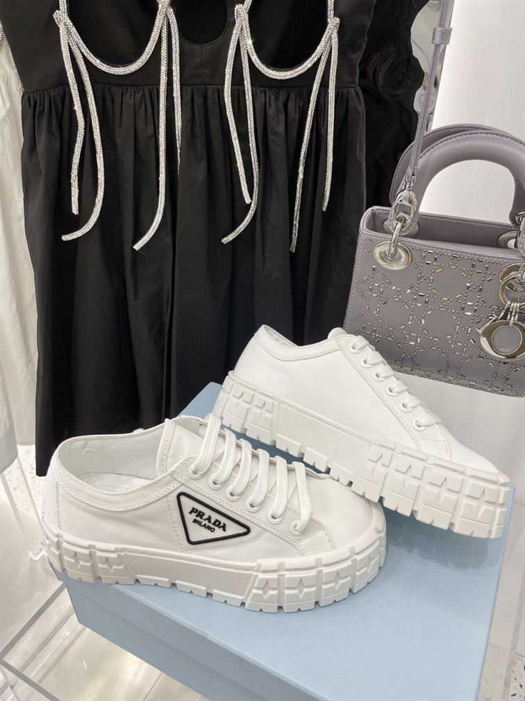 Pra*a double wheel re-nylon gabardine sneakers white - prd083