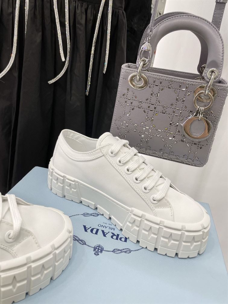 Pra*a double wheel re-nylon gabardine sneakers white - prd083