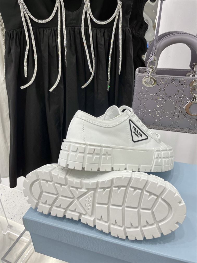 Pra*a double wheel re-nylon gabardine sneakers white - prd083