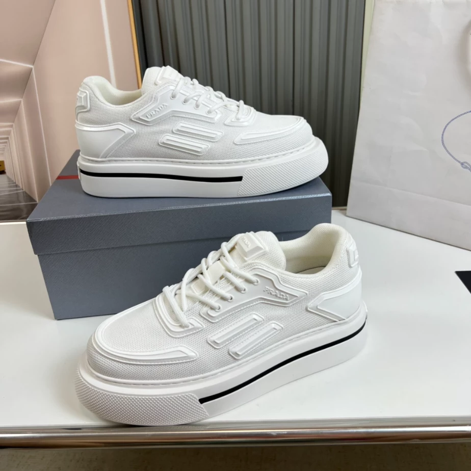 Pra*a macro re-nylon and brushed leather sneakers - prd061