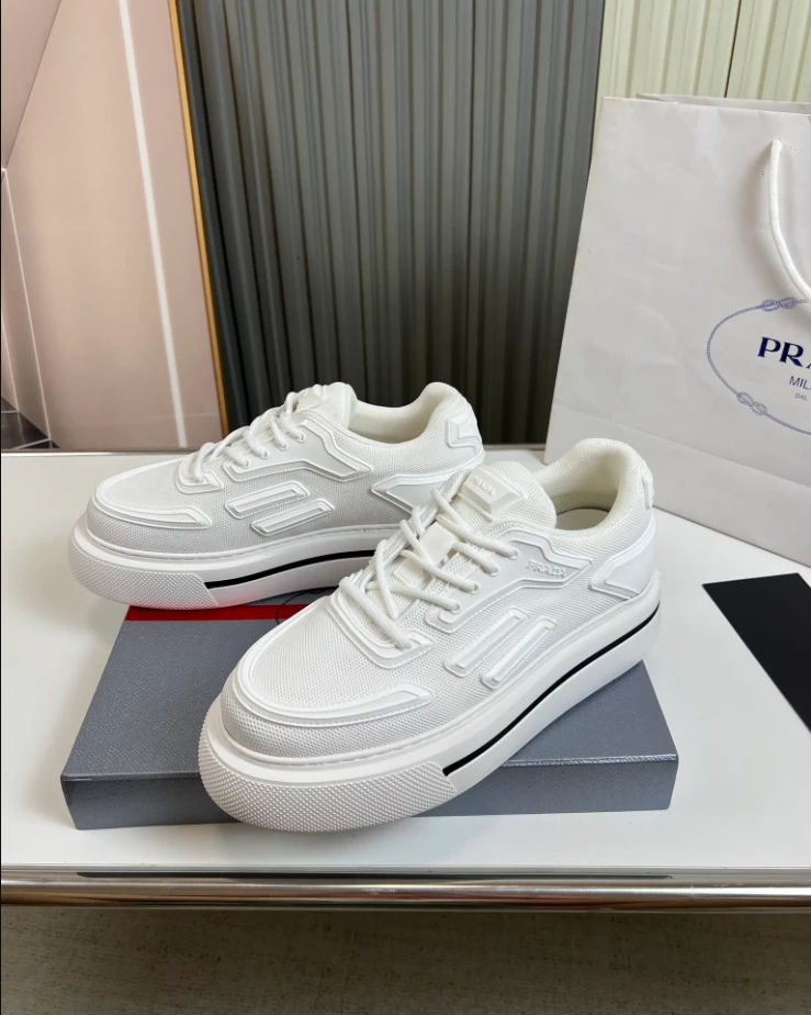 Pra*a macro re-nylon and brushed leather sneakers - prd061