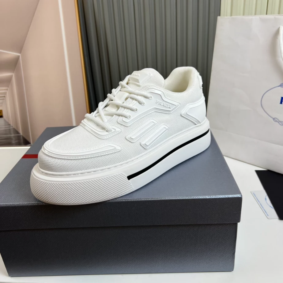 Pra*a macro re-nylon and brushed leather sneakers - prd061