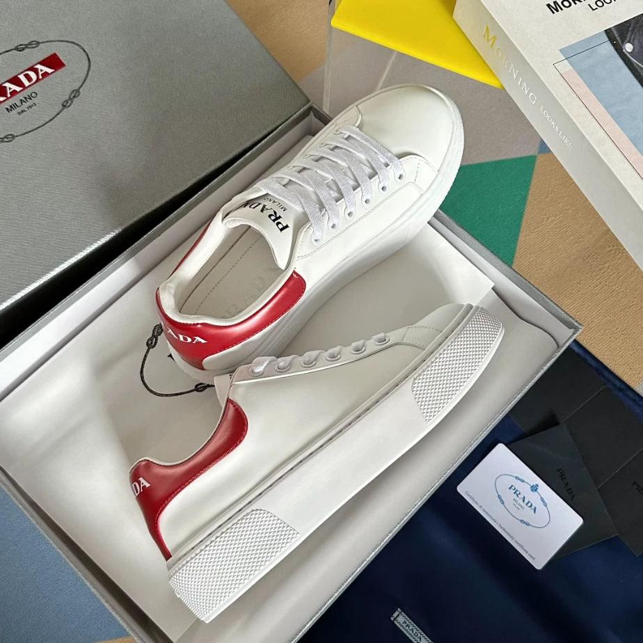 Pra*a macro re-nylon and brushed leather sneakers - prd063