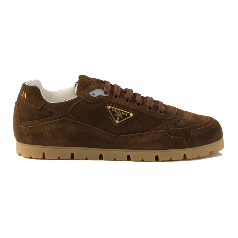 Pra*a trail faded suede sneakers in dark brown- prd079