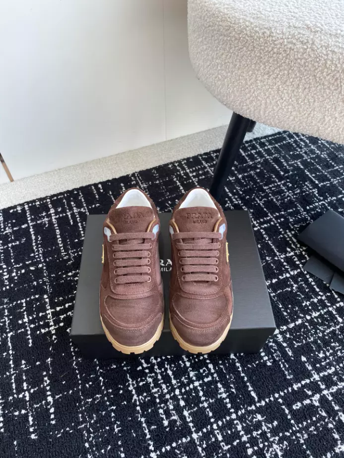 Pra*a trail faded suede sneakers in dark brown- prd079