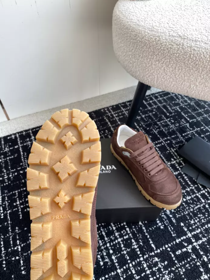 Pra*a trail faded suede sneakers in dark brown- prd079