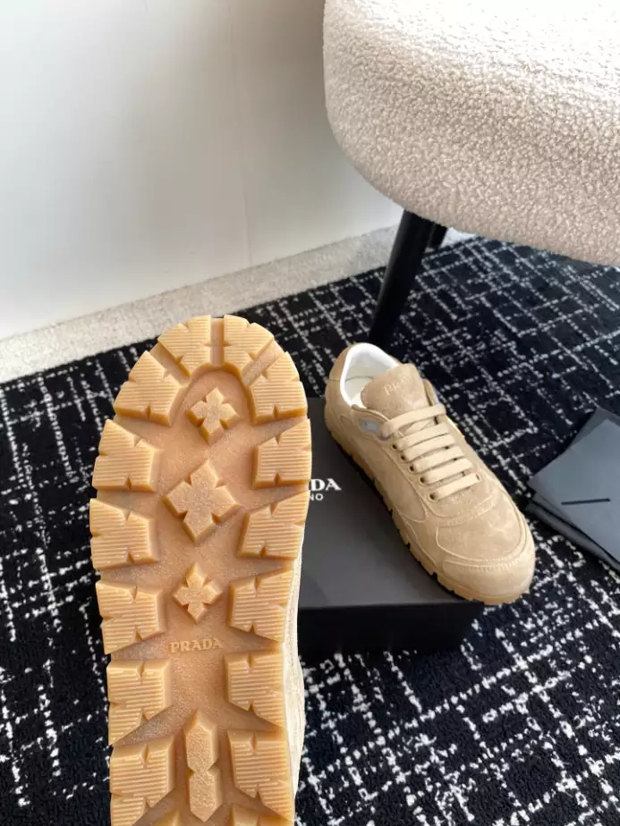 Pra*a trail faded suede sneakers in ecru - prd080