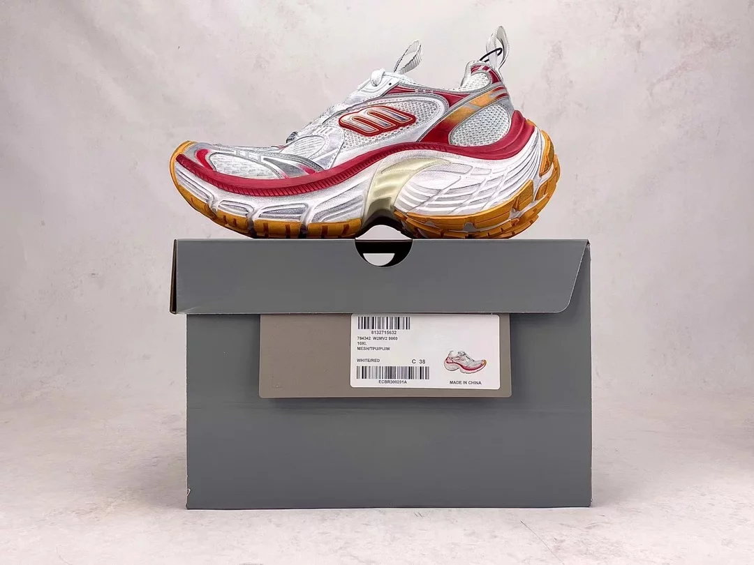 Ba*len*cia*ga women's 10xl sneaker in white/red/orange - bb276