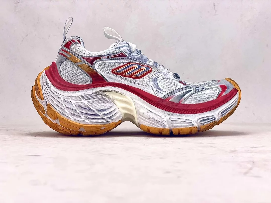 Ba*len*cia*ga women's 10xl sneaker in white/red/orange - bb276