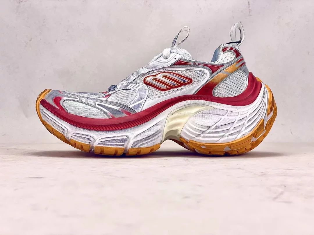 Ba*len*cia*ga women's 10xl sneaker in white/red/orange - bb276