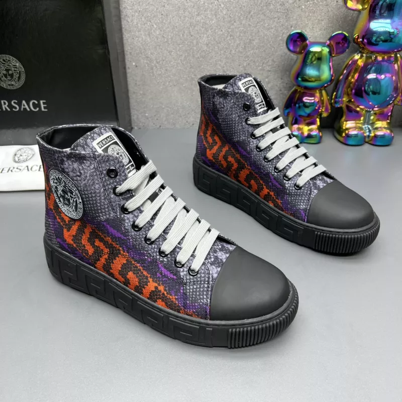 VERSACE SNAKESKIN EMBOSSED LEATHER HIGH TOP SNEAKERS - VS65